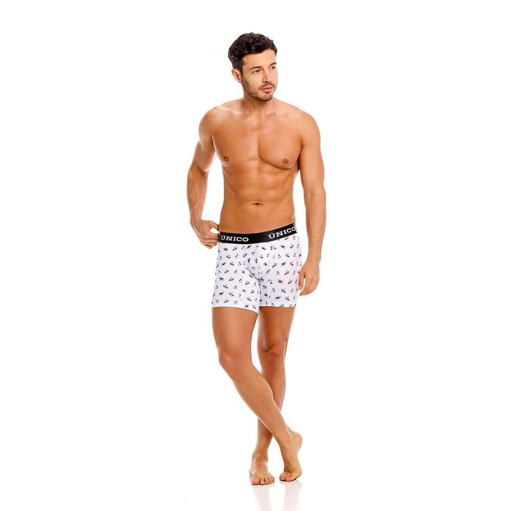 Mundo Unico Men's Cotton Mid-Length Boxer Briefs - Frenchis White Print