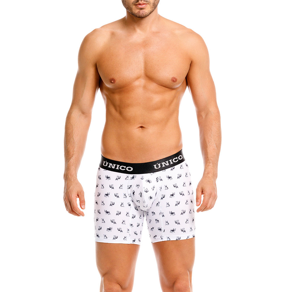 Mundo Unico Men's Cotton Mid-Length Boxer Briefs - Frenchis White Print