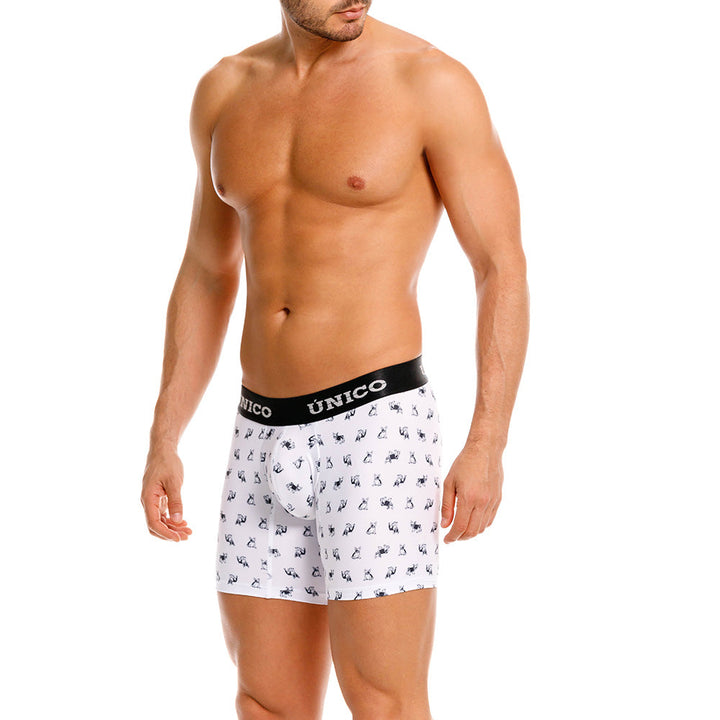 Mundo Unico Men's Cotton Mid-Length Boxer Briefs - Frenchis White Print