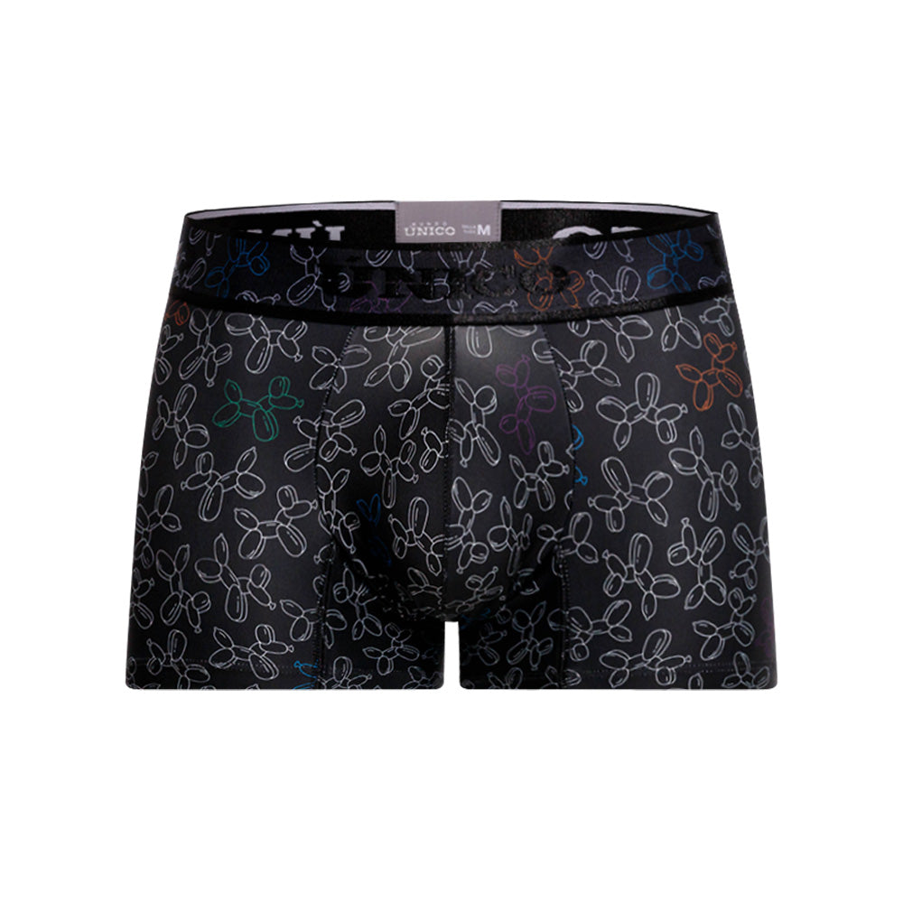 Unico Globán Men's Short Boxer Brief - Black Animal Balloon Print Underwear