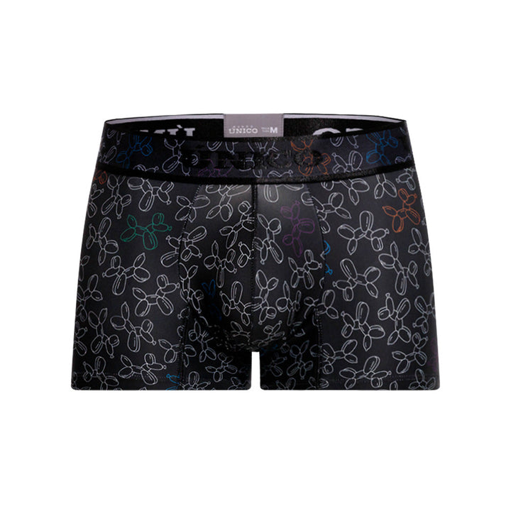 Unico Globán Men's Short Boxer Brief - Black Animal Balloon Print Underwear
