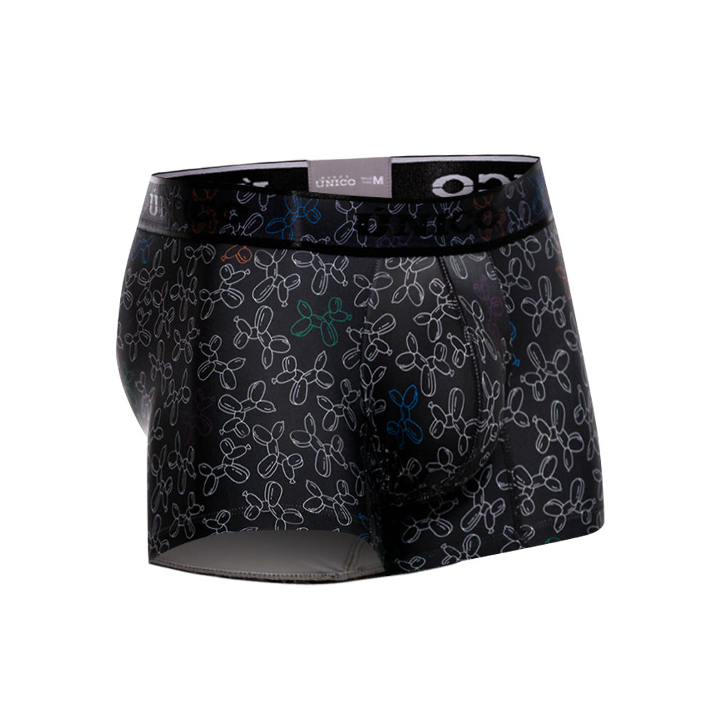 Unico Globán Men's Short Boxer Brief - Black Animal Balloon Print Underwear
