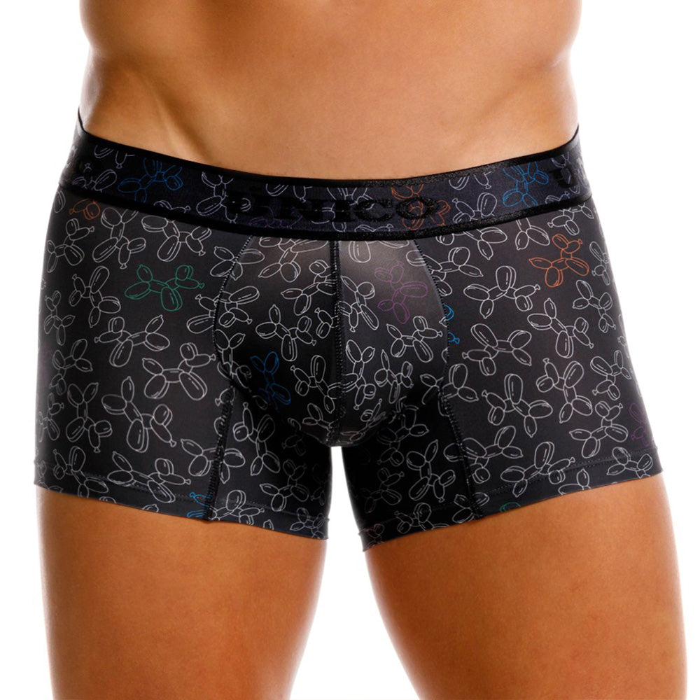 Unico Globán Men's Short Boxer Brief - Black Animal Balloon Print Underwear