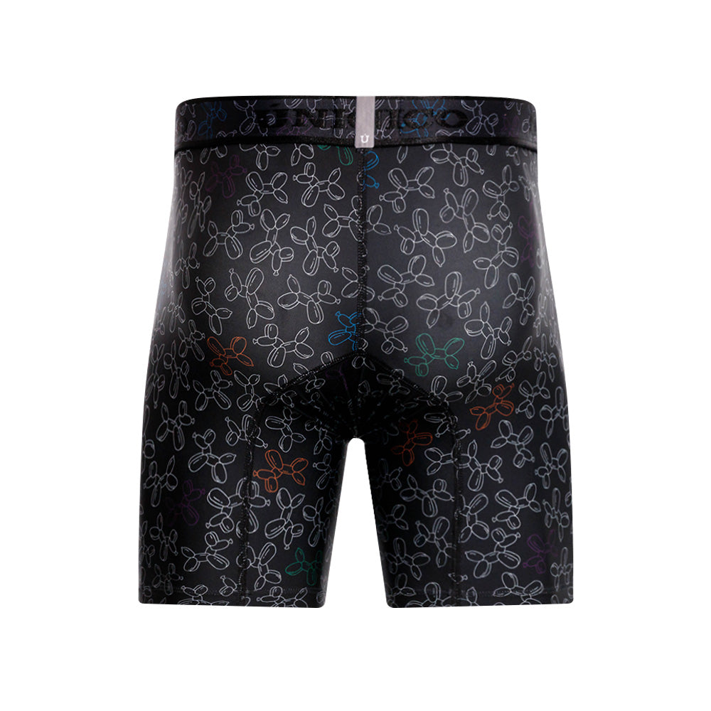 Mundo Unico Globan Printed Mid-Length Boxer Briefs – Black Microfiber Men's Underwear with Animal Balloon Print