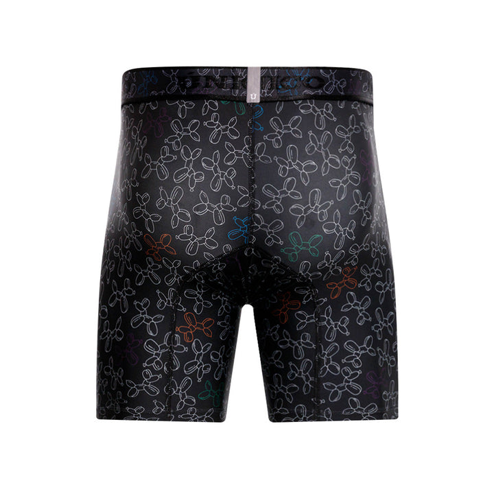 Mundo Unico Globan Printed Mid-Length Boxer Briefs – Black Microfiber Men's Underwear with Animal Balloon Print