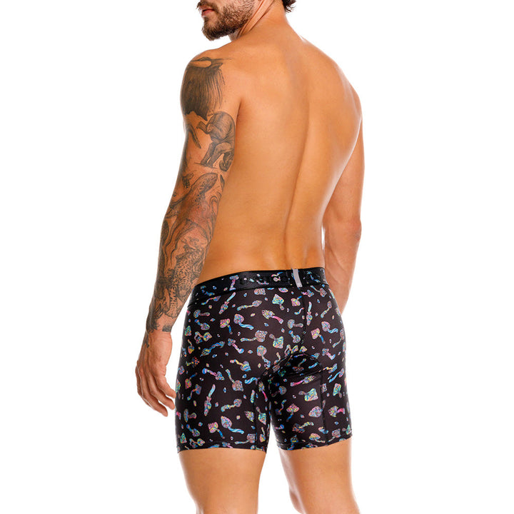 MUNDO ÚNICO "Mushroom" Print Mid-Length Boxer Briefs (BOXER MEDIO HONGOS NEGRO)