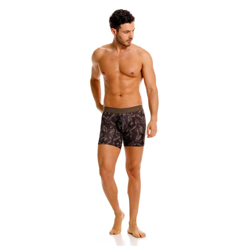 Mundo Unico Men's Microfiber Mid-Length Boxer Briefs - Indeleble Black