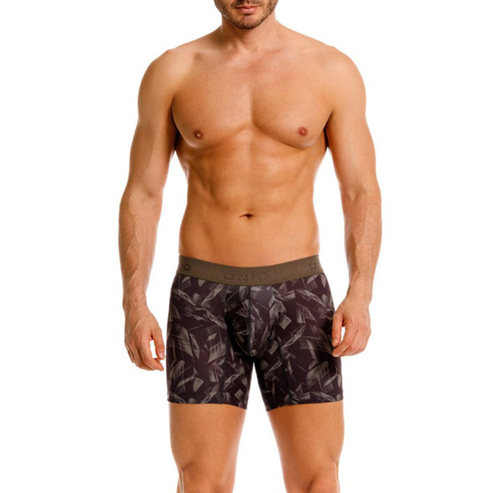 Mundo Unico Men's Microfiber Mid-Length Boxer Briefs - Indeleble Black