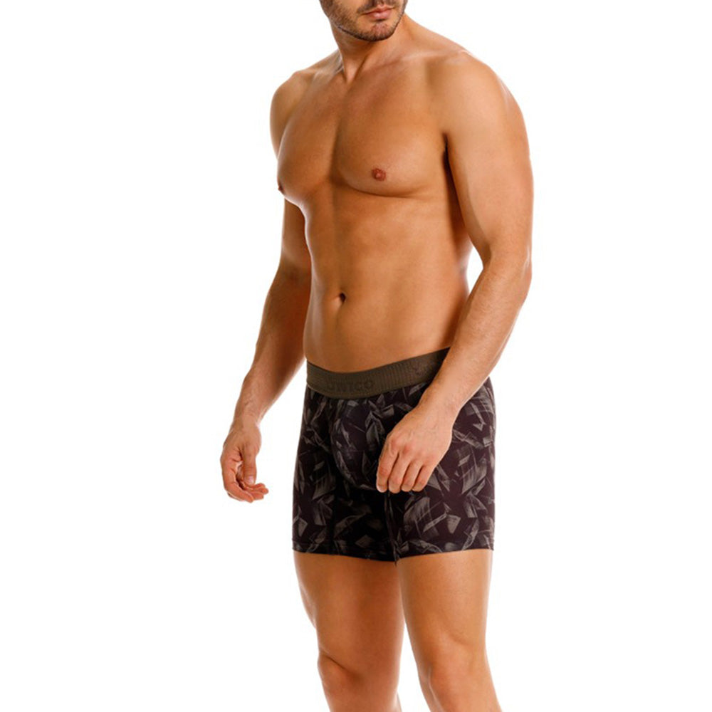 Mundo Unico Men's Microfiber Mid-Length Boxer Briefs - Indeleble Black