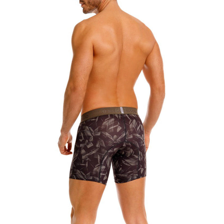 Mundo Unico Men's Microfiber Mid-Length Boxer Briefs - Indeleble Black