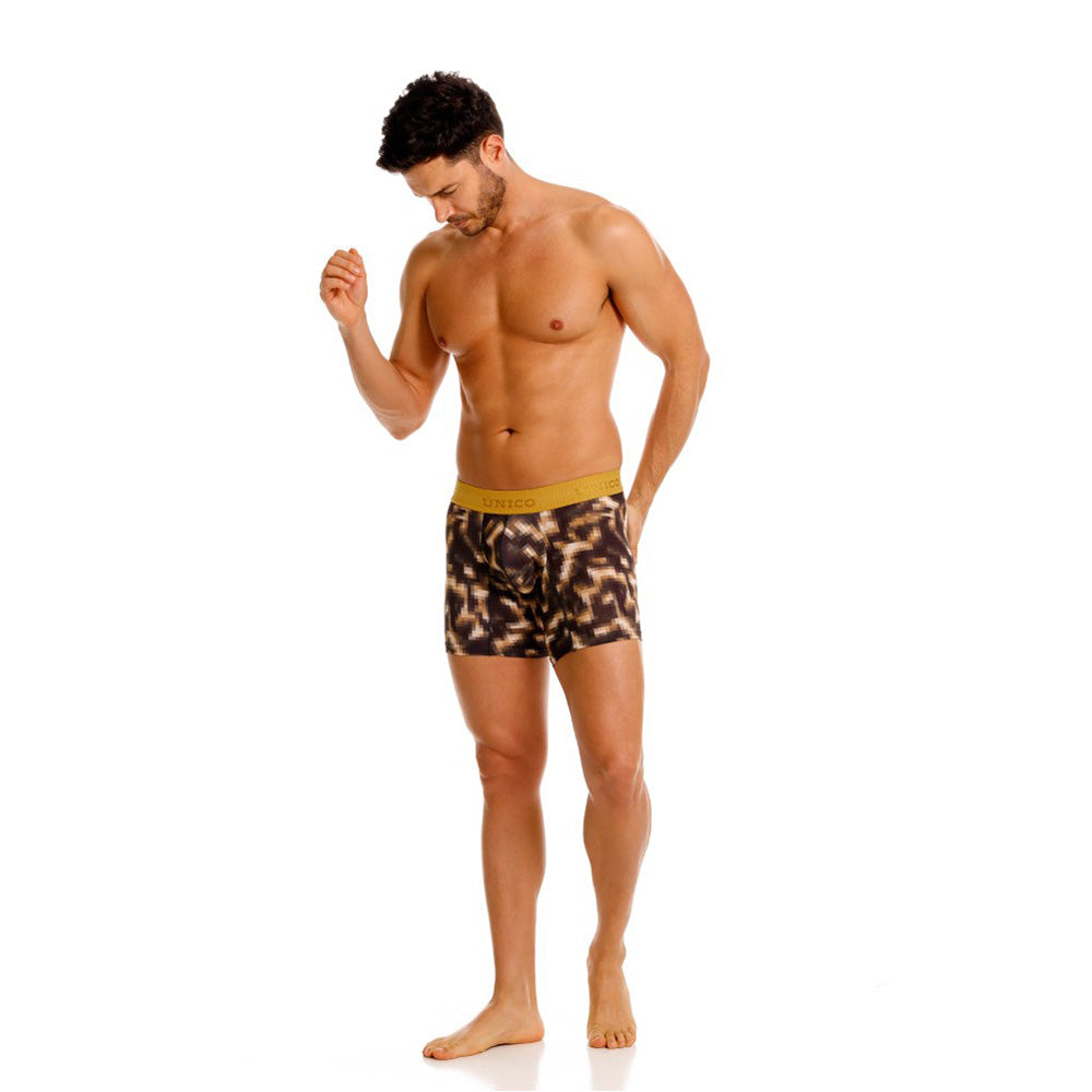 MUNDO ÚNICO Yellow Jábega Print Mid-Length Boxer Briefs (BOXER MEDIO JÁBEGA AMARILLO)