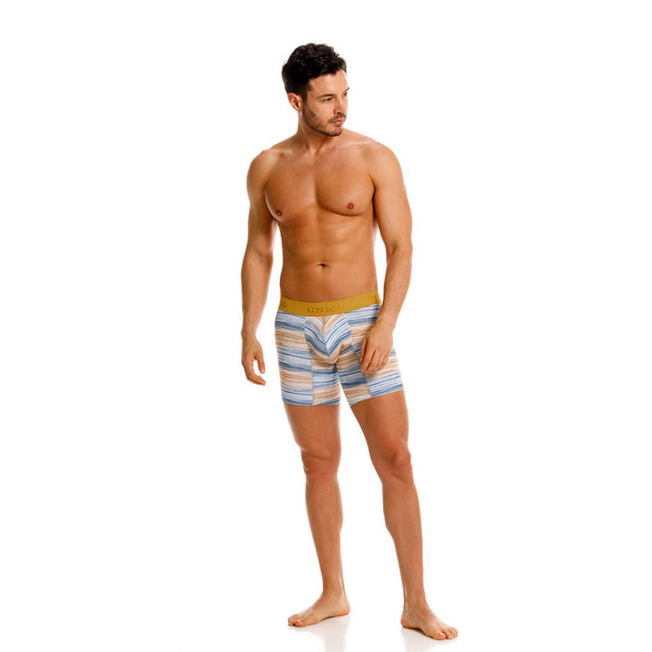 Mundo Unico Men's Mid-Length Boxer Briefs - Lejanía Yellow Microfiber Print