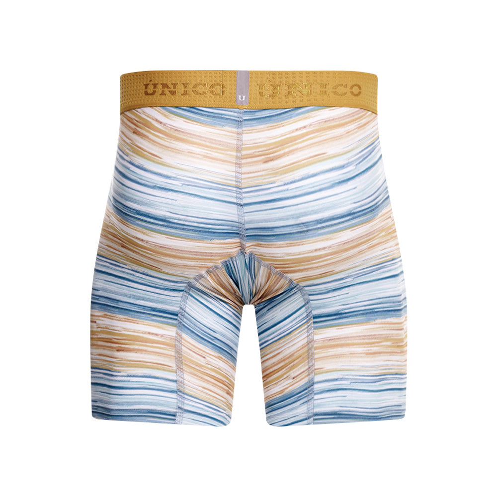 Mundo Unico Men's Mid-Length Boxer Briefs - Lejanía Yellow Microfiber Print