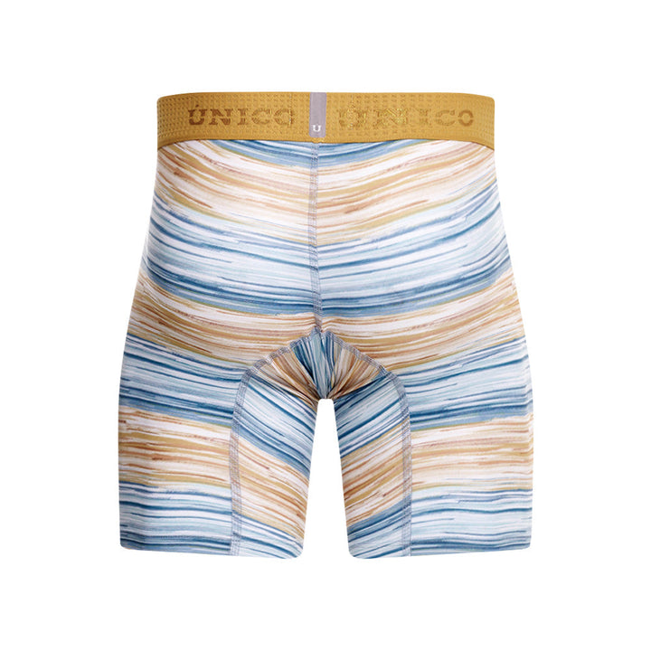 Mundo Unico Men's Mid-Length Boxer Briefs - Lejanía Yellow Microfiber Print