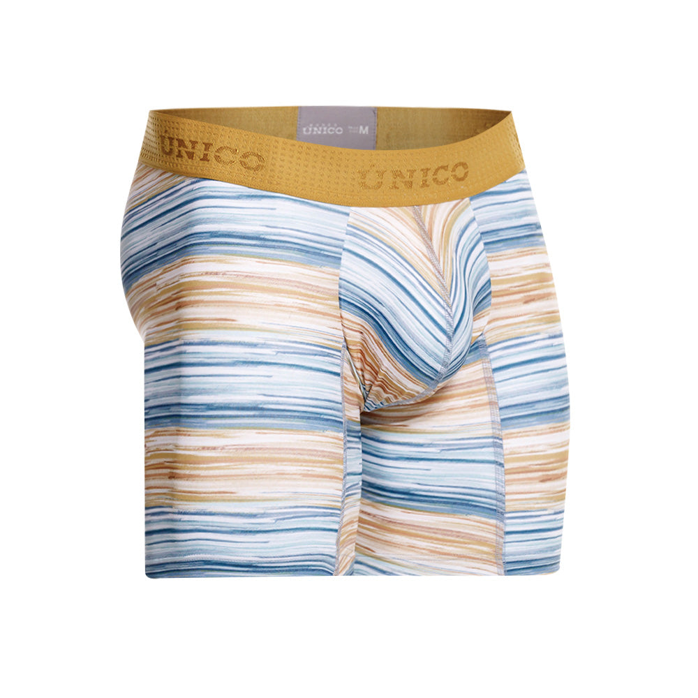 Mundo Unico Men's Mid-Length Boxer Briefs - Lejanía Yellow Microfiber Print