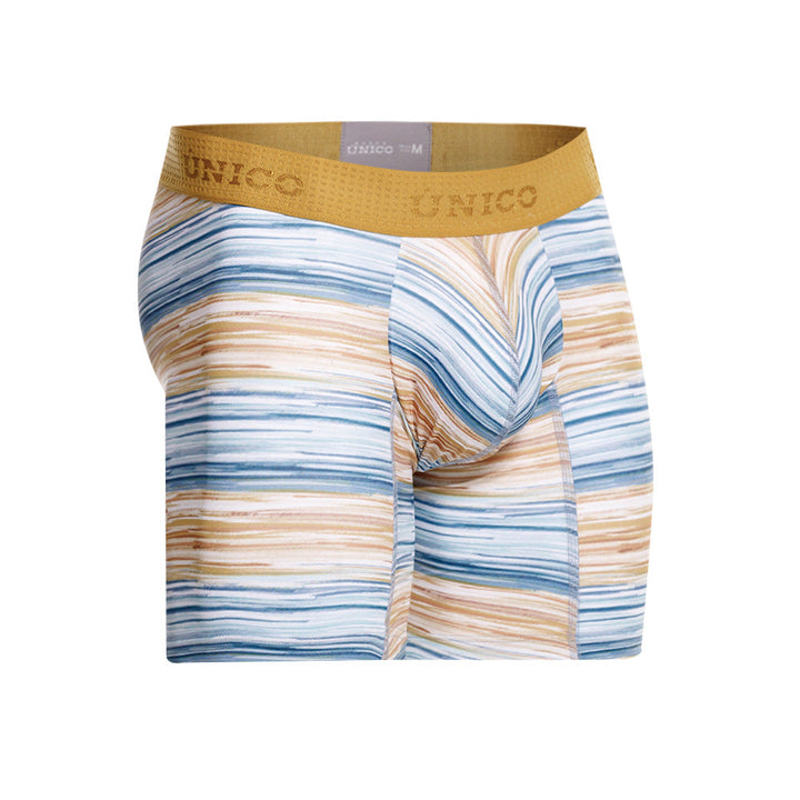 Mundo Unico Men's Mid-Length Boxer Briefs - Lejanía Yellow Microfiber Print