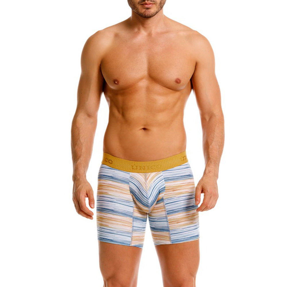 Mundo Unico Men's Mid-Length Boxer Briefs - Lejanía Yellow Microfiber Print