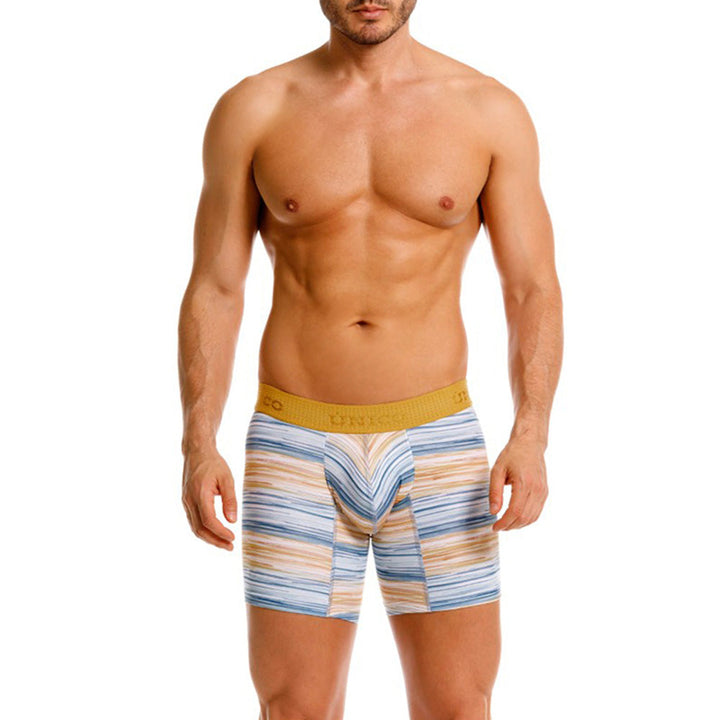 Mundo Unico Men's Mid-Length Boxer Briefs - Lejanía Yellow Microfiber Print