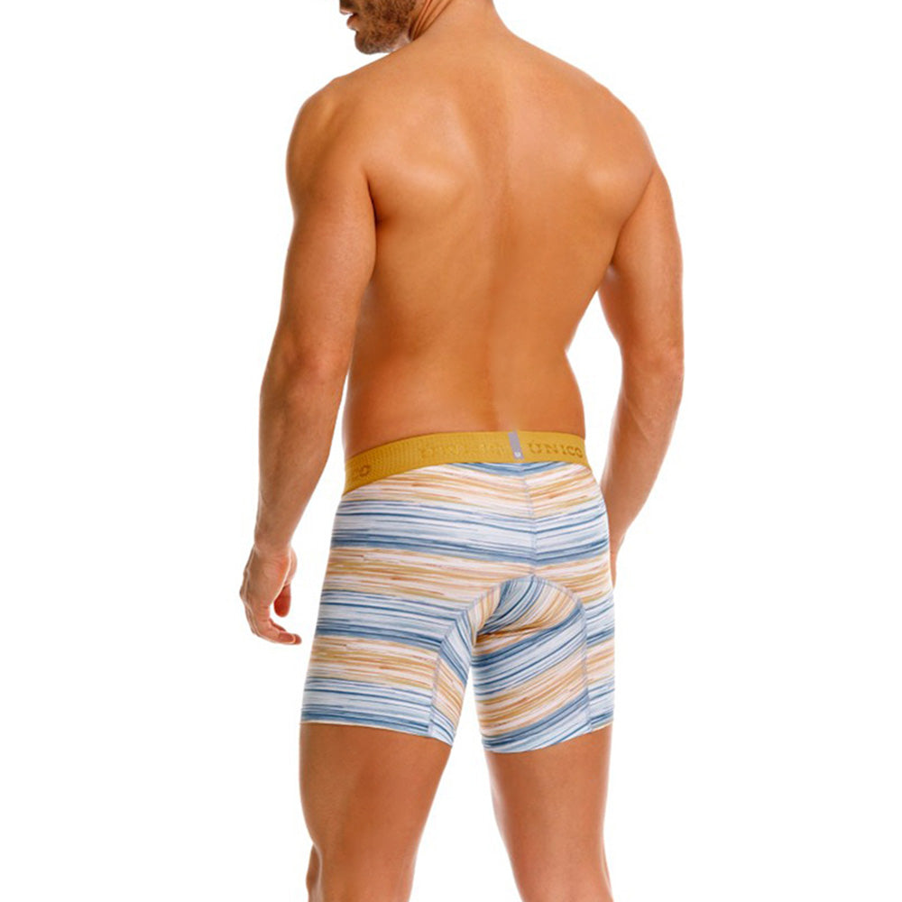 Mundo Unico Men's Mid-Length Boxer Briefs - Lejanía Yellow Microfiber Print