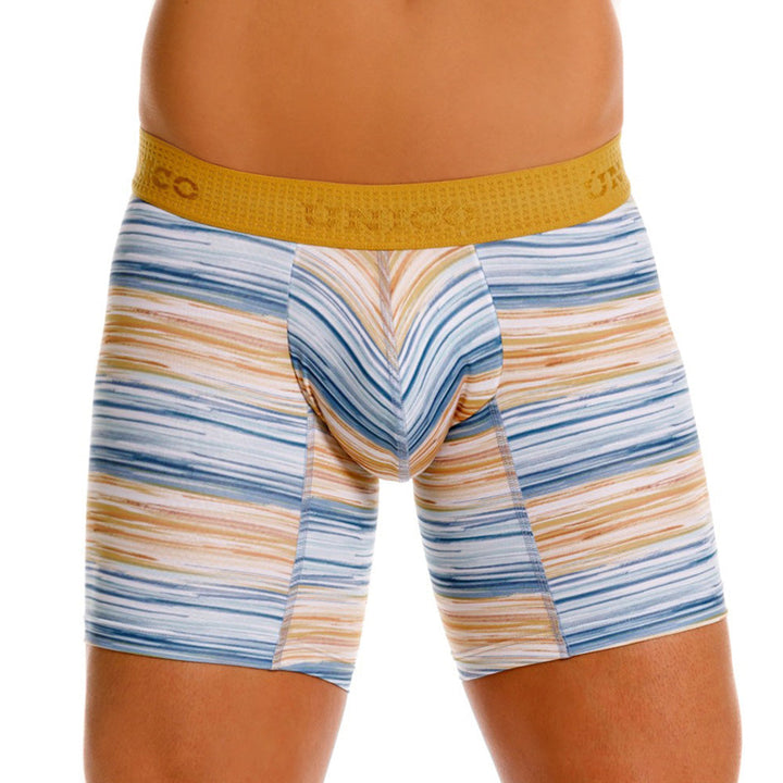 Mundo Unico Men's Mid-Length Boxer Briefs - Lejanía Yellow Microfiber Print