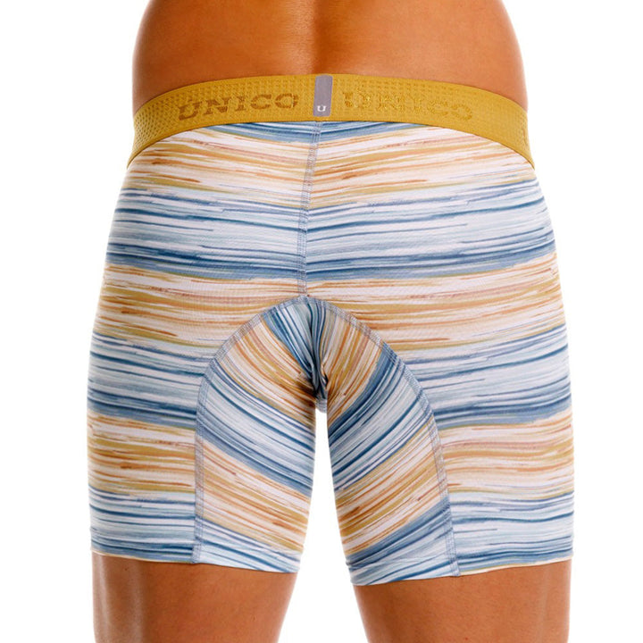 Mundo Unico Men's Mid-Length Boxer Briefs - Lejanía Yellow Microfiber Print