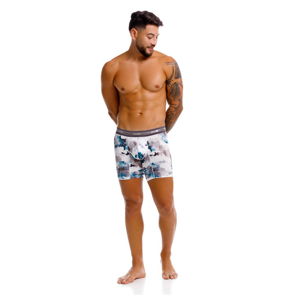 Mundo Unico Men's Majal Blanco Mid-Length Boxer Briefs - Micro-Perforated Breathable Support Trunk