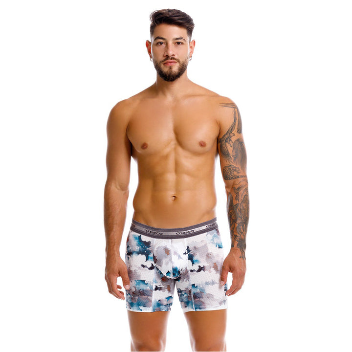 Mundo Unico Men's Majal Blanco Mid-Length Boxer Briefs - Micro-Perforated Breathable Support Trunk
