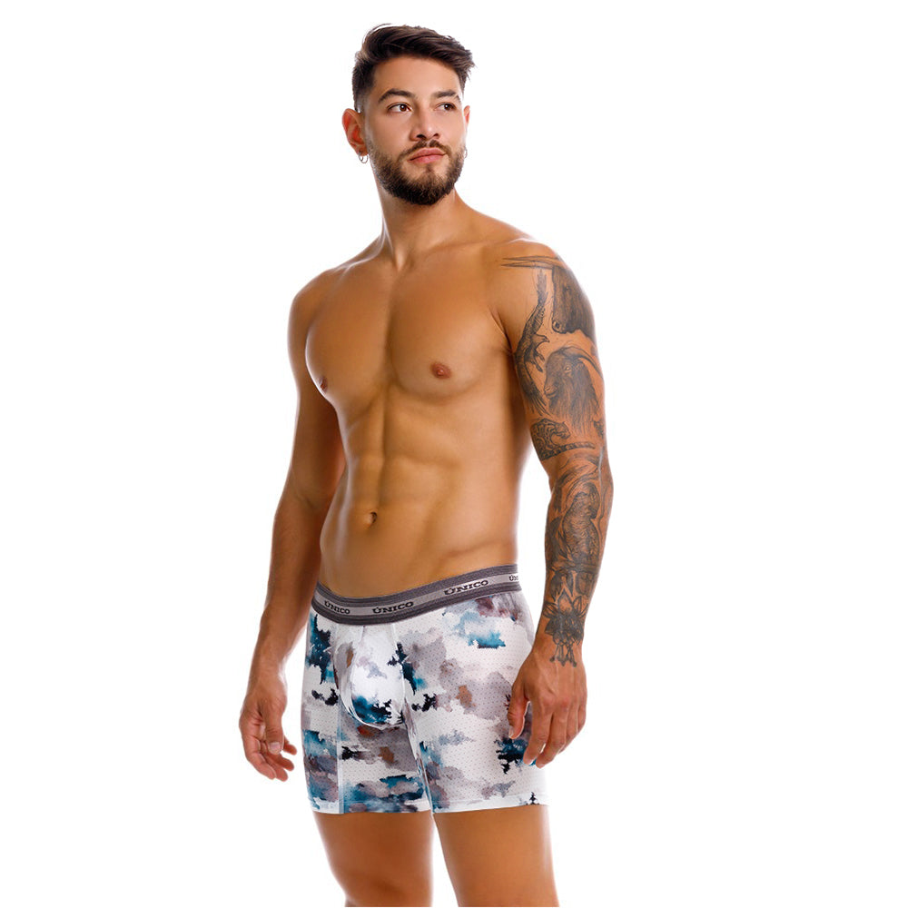 Mundo Unico Men's Majal Blanco Mid-Length Boxer Briefs - Micro-Perforated Breathable Support Trunk