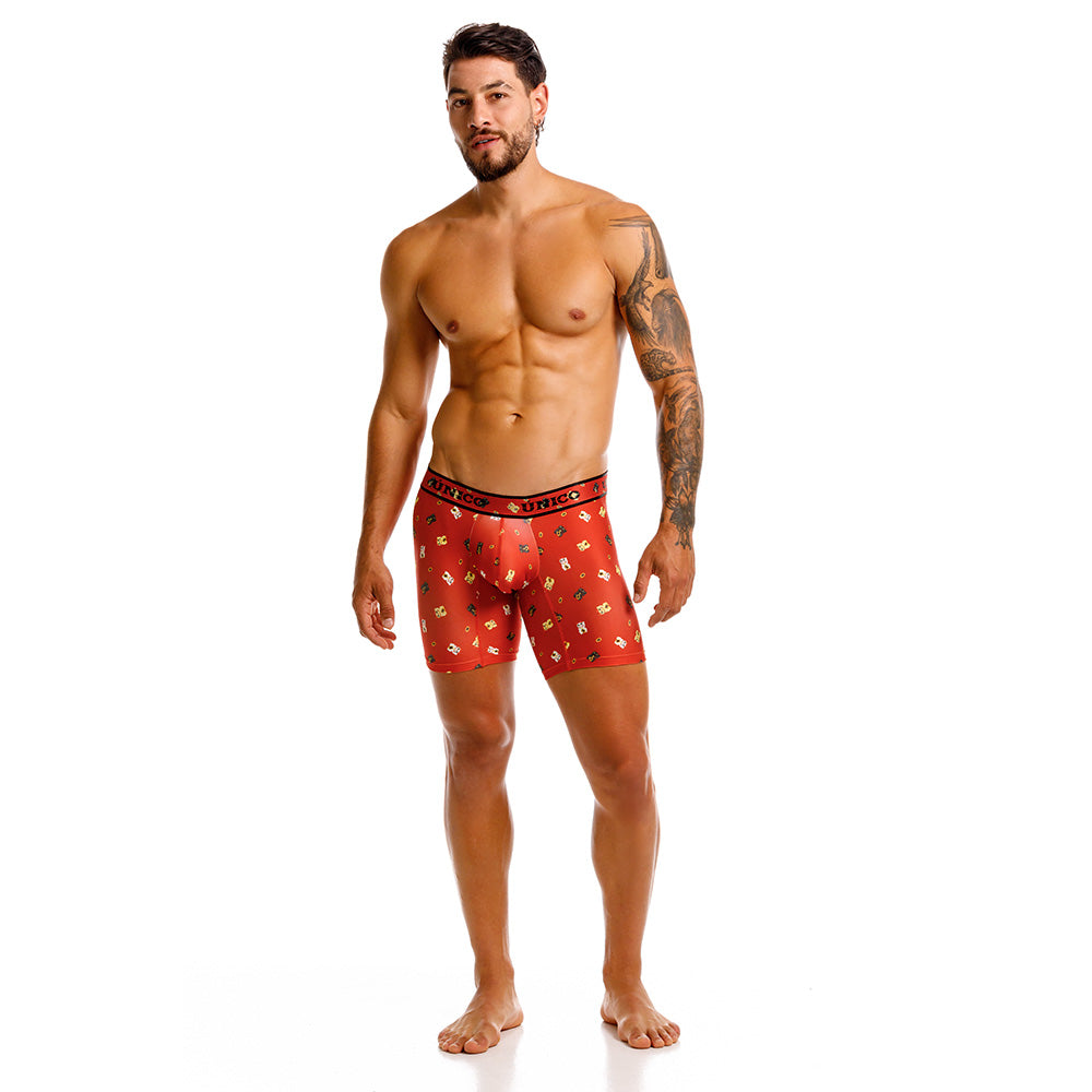 Mundo Único Red Manike Boxer Brief | Lucky Cat Print Microfiber Underwear w/ Urologist Pouch
