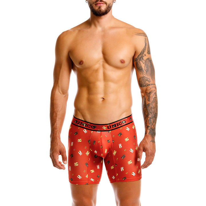 Mundo Único Red Manike Boxer Brief | Lucky Cat Print Microfiber Underwear w/ Urologist Pouch