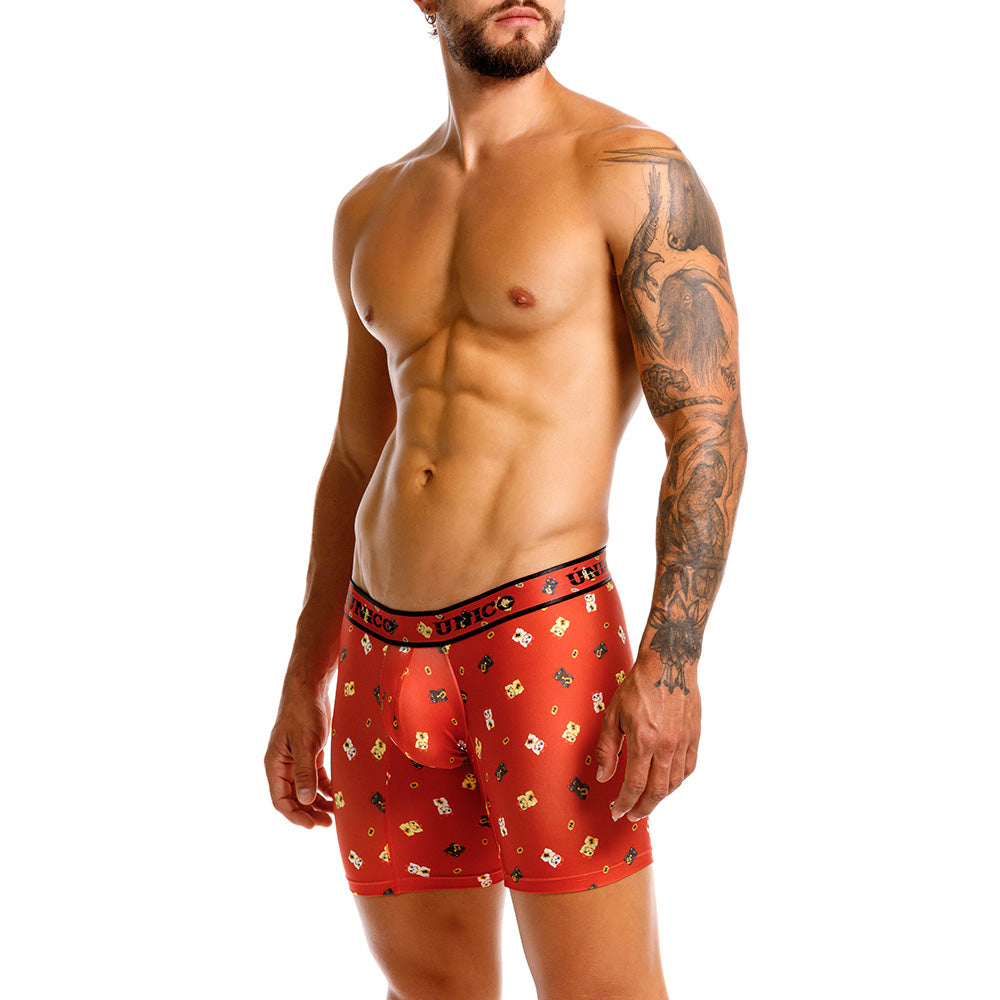 Mundo Único Red Manike Boxer Brief | Lucky Cat Print Microfiber Underwear w/ Urologist Pouch