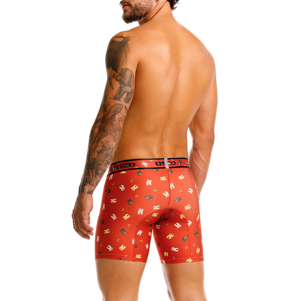 Mundo Único Red Manike Boxer Brief | Lucky Cat Print Microfiber Underwear w/ Urologist Pouch