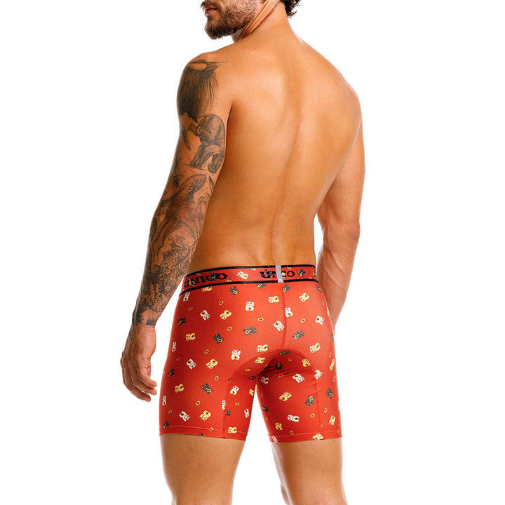 Mundo Único Red Manike Boxer Brief | Lucky Cat Print Microfiber Underwear w/ Urologist Pouch
