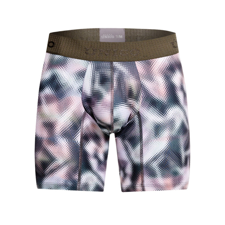 MUNDO ÚNICO Green Ornament Print Mid-Length Boxer Briefs (BOXER MEDIO ORNAMENTO VERDE)