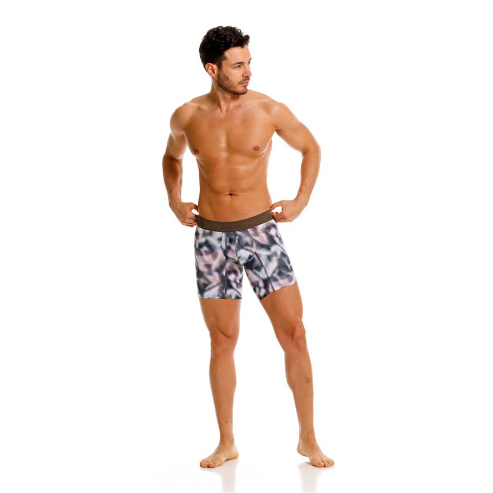 MUNDO ÚNICO Green Ornament Print Mid-Length Boxer Briefs (BOXER MEDIO ORNAMENTO VERDE)