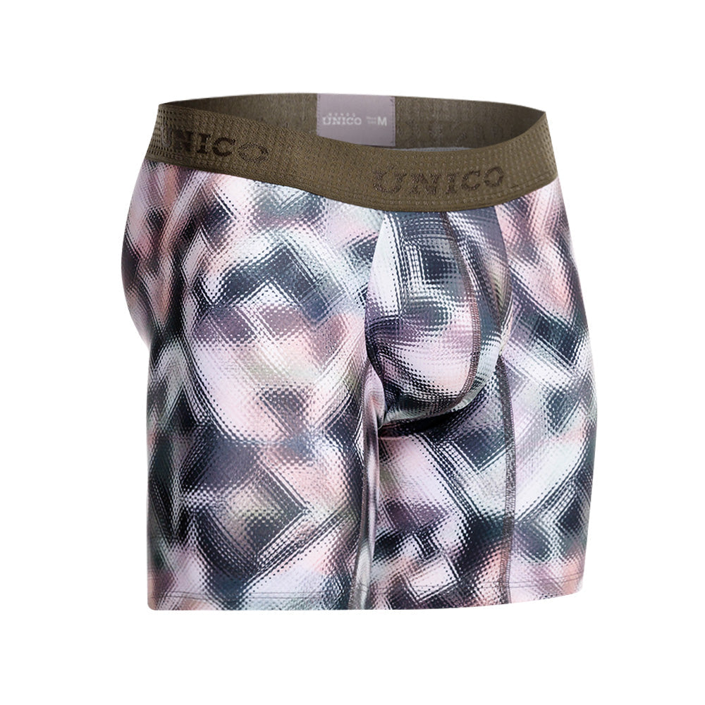 MUNDO ÚNICO Green Ornament Print Mid-Length Boxer Briefs (BOXER MEDIO ORNAMENTO VERDE)