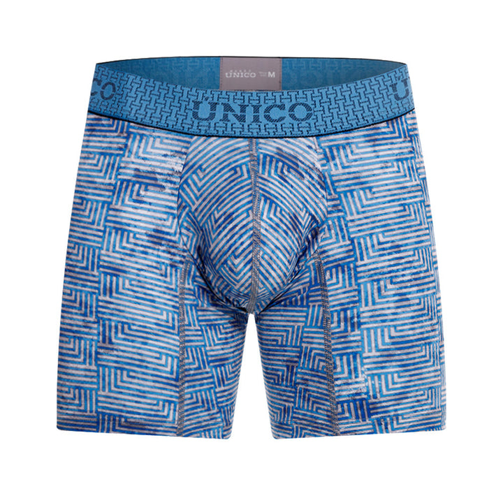 Mundo Unico Men's Ostión Azul Mid-Length Boxer Briefs - Performance Microfiber Support Trunk