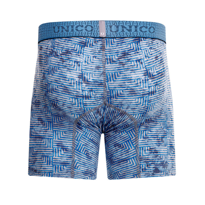 Mundo Unico Men's Ostión Azul Mid-Length Boxer Briefs - Performance Microfiber Support Trunk
