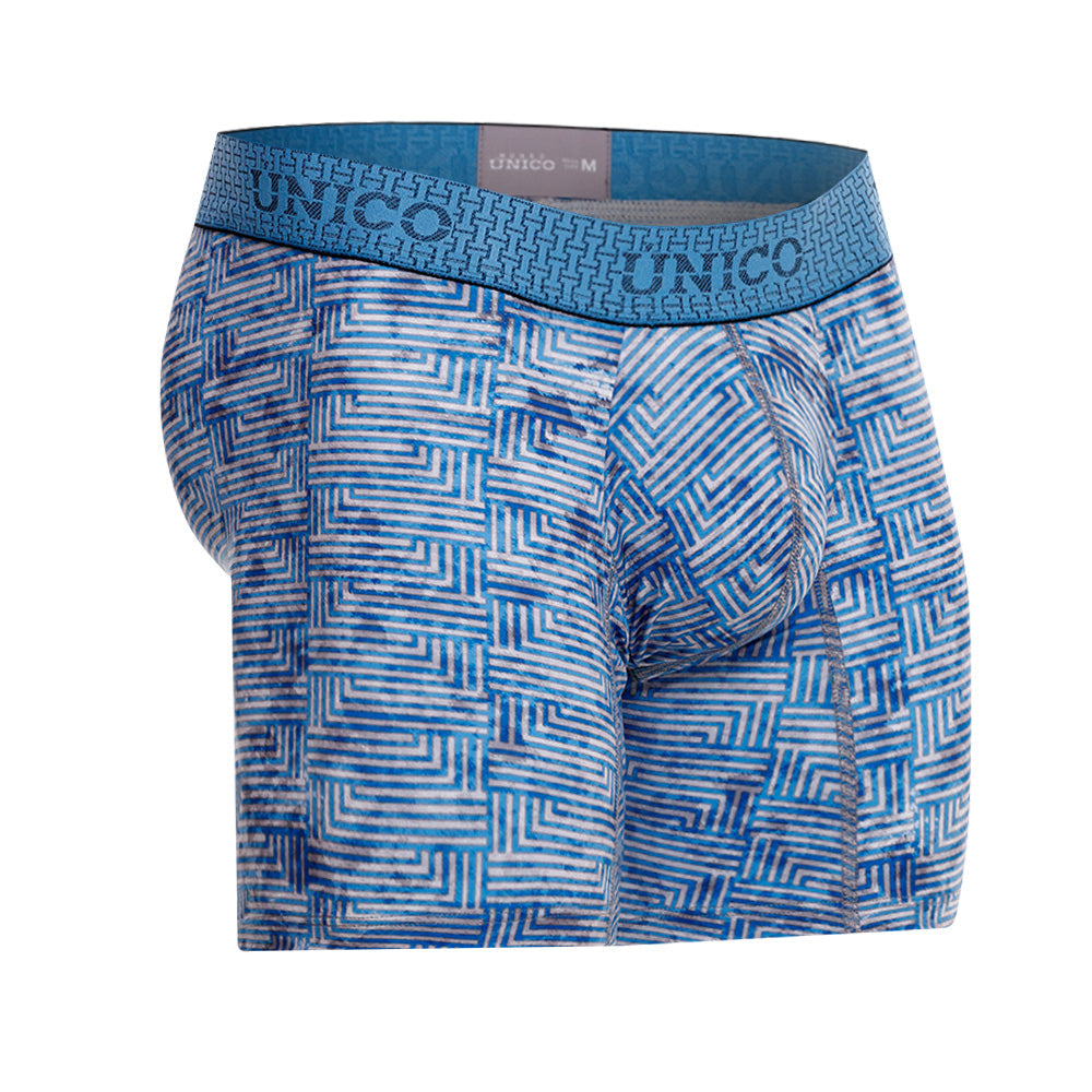 Mundo Unico Men's Ostión Azul Mid-Length Boxer Briefs - Performance Microfiber Support Trunk