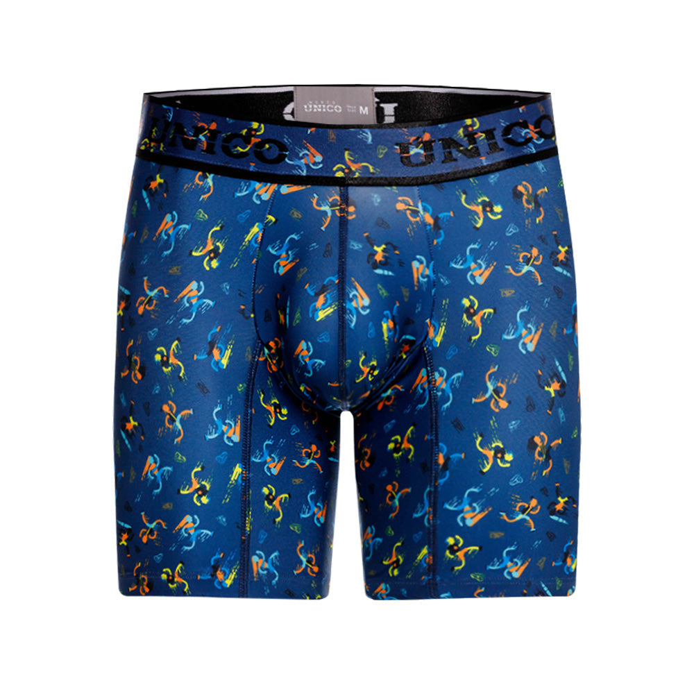 Mundo Unico Pacer Men's Mid-Length Boxer Briefs - Blue Print (Azul)