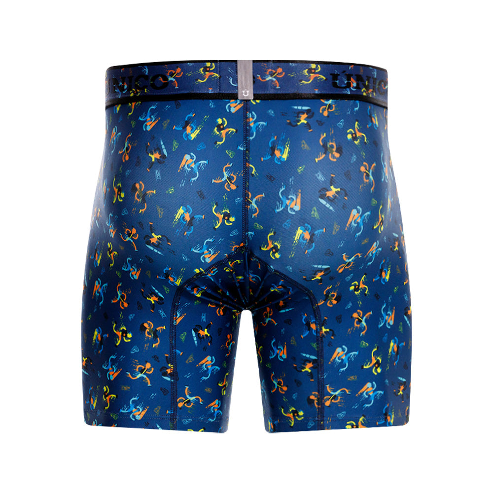 Mundo Unico Pacer Men's Mid-Length Boxer Briefs - Blue Print (Azul)