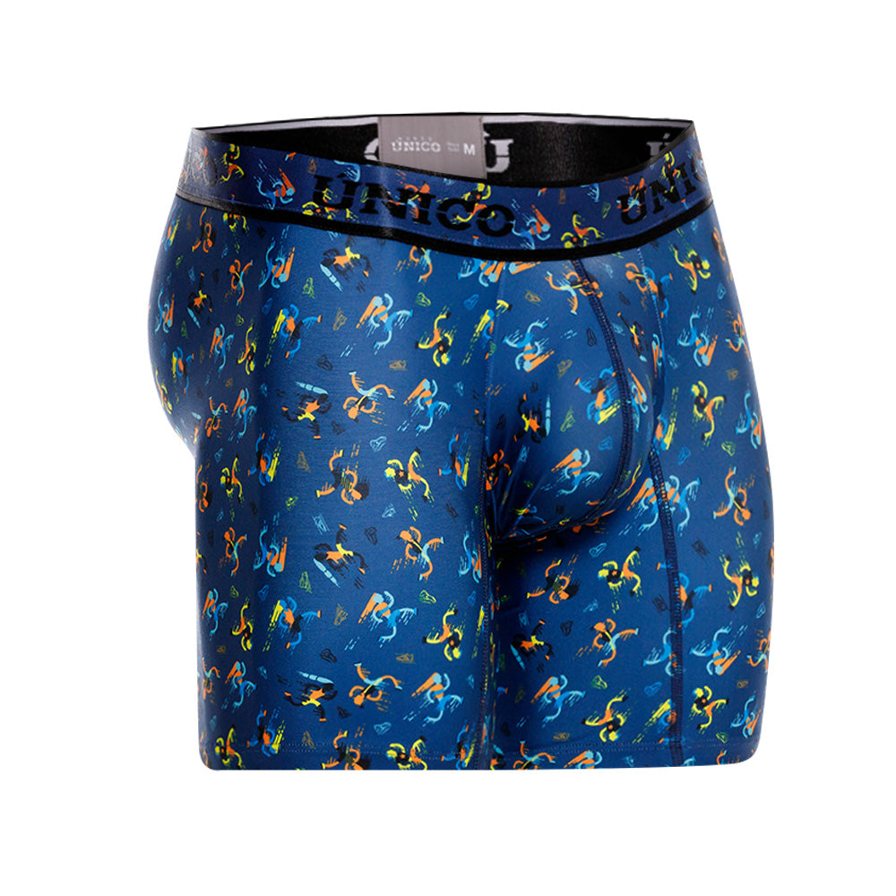 Mundo Unico Pacer Men's Mid-Length Boxer Briefs - Blue Print (Azul)
