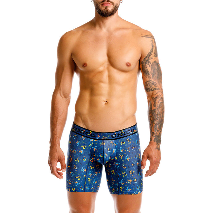 Mundo Unico Pacer Men's Mid-Length Boxer Briefs - Blue Print (Azul)