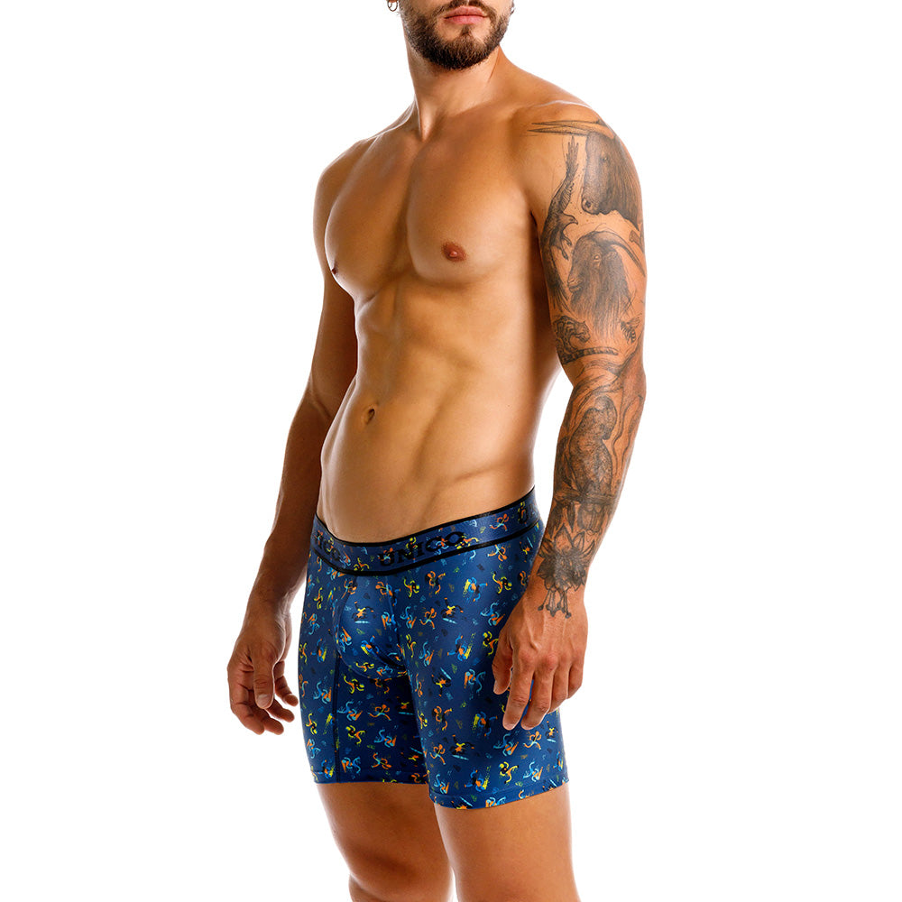 Mundo Unico Pacer Men's Mid-Length Boxer Briefs - Blue Print (Azul)