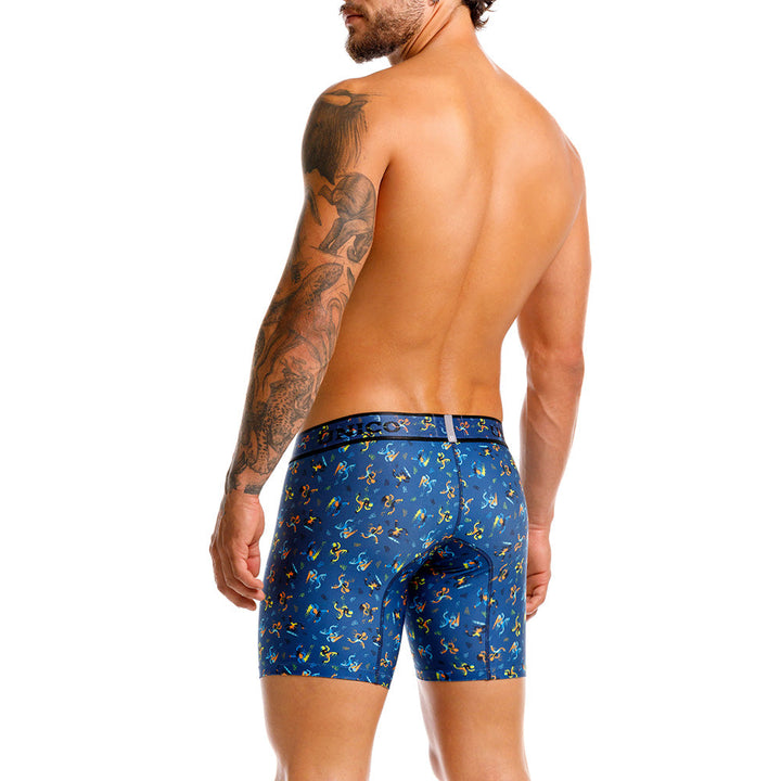 Mundo Unico Pacer Men's Mid-Length Boxer Briefs - Blue Print (Azul)
