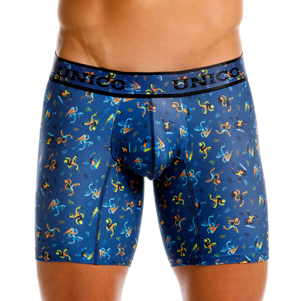 Mundo Unico Pacer Men's Mid-Length Boxer Briefs - Blue Print (Azul)