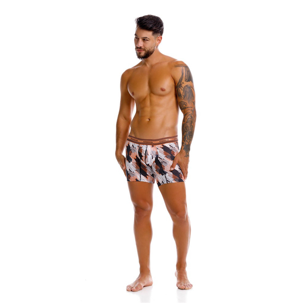 Mundo Unico Men’s Boxer Medio Paño Naranja - Micro-Perforated Microfiber Mid-Leg Boxer Briefs