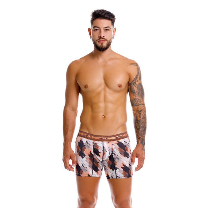 Mundo Unico Men’s Boxer Medio Paño Naranja - Micro-Perforated Microfiber Mid-Leg Boxer Briefs