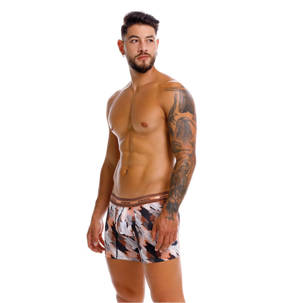Mundo Unico Men’s Boxer Medio Paño Naranja - Micro-Perforated Microfiber Mid-Leg Boxer Briefs
