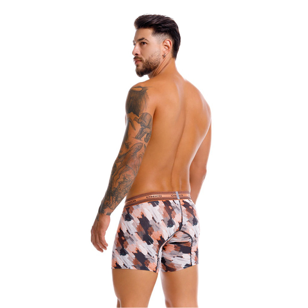 Mundo Unico Men’s Boxer Medio Paño Naranja - Micro-Perforated Microfiber Mid-Leg Boxer Briefs